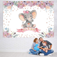 Lofaris Its A Girl Elephant Floral Baby Shower Photoshoot Backdrop
