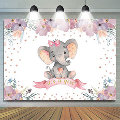 Lofaris Its A Girl Elephant Floral Baby Shower Photoshoot Backdrop