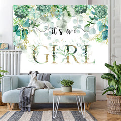 Lofaris Its A Girl Green Garden Baby Shower Backdrop For Party