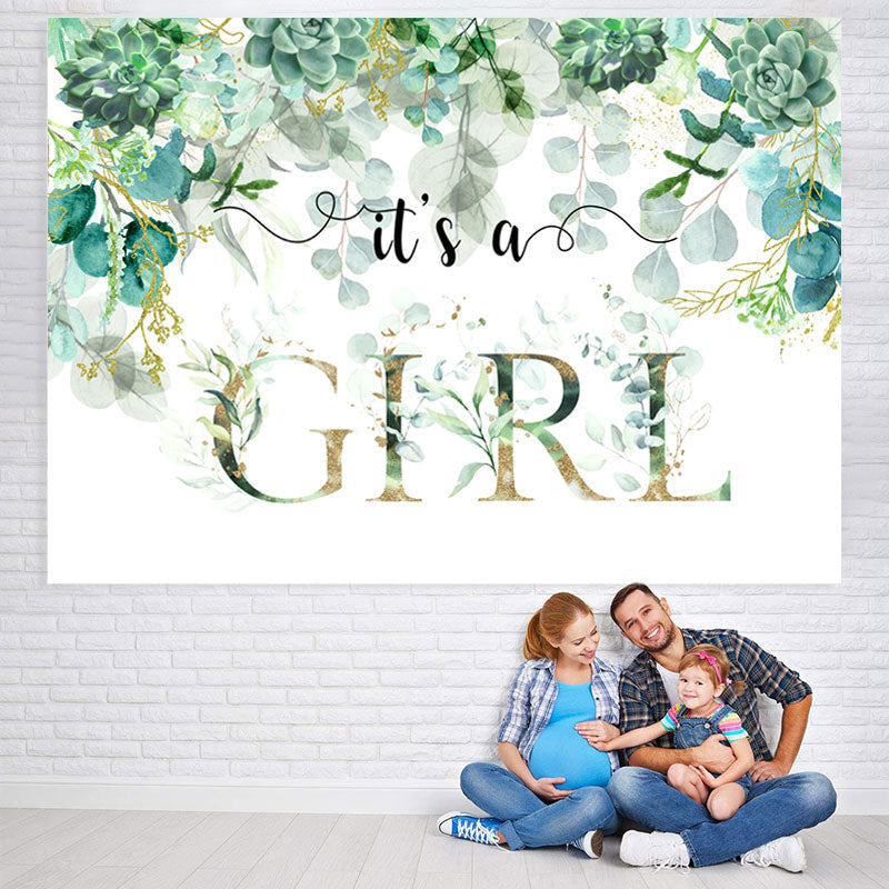 Lofaris Its A Girl Green Garden Baby Shower Backdrop For Party