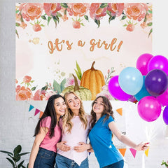 Lofaris Its A Girl Pink Floral Baby Shower Photoshoot Backdrop