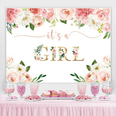 Lofaris Its a Girl Pink Watercolor Backdrop for Baby Shower