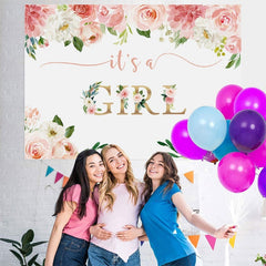 Lofaris Its a Girl Pink Watercolor Backdrop for Baby Shower