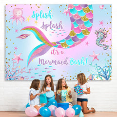 Lofaris Its A Mermaid Bash Happy Birthday Backdorp For Party