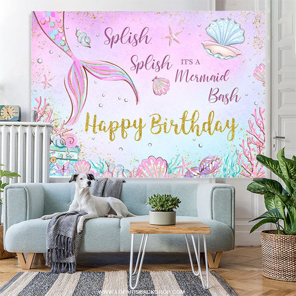 Lofaris Its A Mermaid Sea Theme Happy Birthday Backdrop