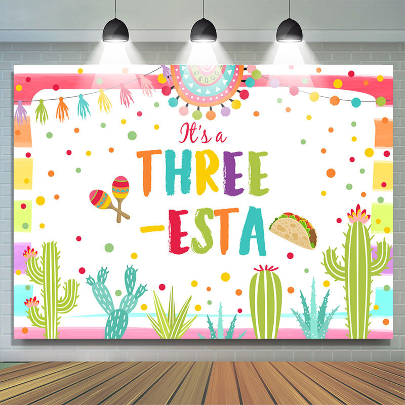 Lofaris Its A Three Esta Fiesta Taco Happy Birthday Backdrop