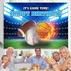 Lofaris Its Game Time Hot Sport Happy Birthday Backdrop For Boy
