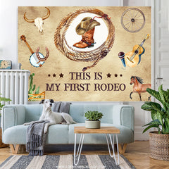 Lofaris Its My First Redeo Cool Coyboy Birthday Backdrop