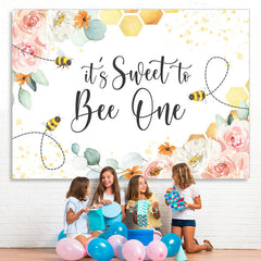 Lofaris Its Sweet To Bee One Floral Happy 1St Birthday Backdrop