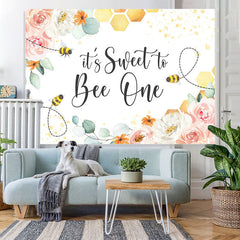 Lofaris Its Sweet To Bee One Floral Happy 1St Birthday Backdrop