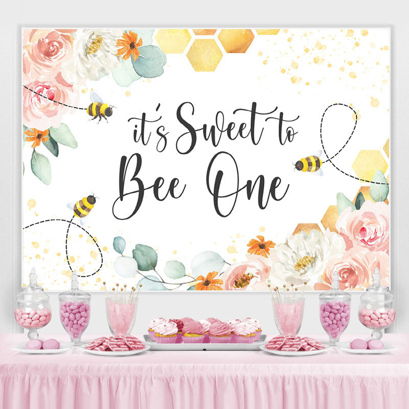 Lofaris Its Sweet To Bee One Floral Happy 1St Birthday Backdrop
