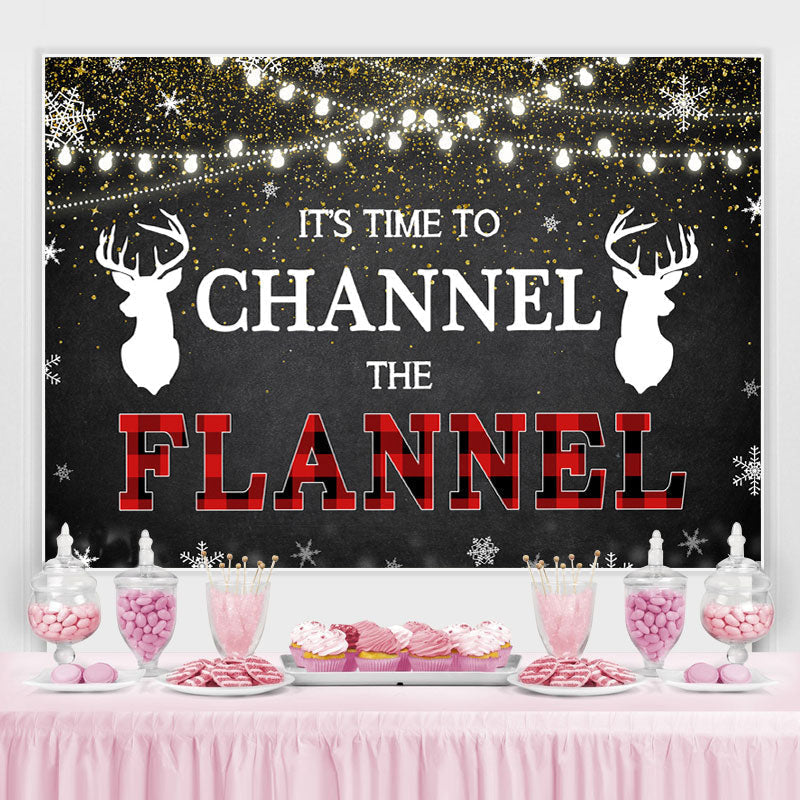 Lofaris Its Time to Channel The Flannel Winter Glitter Backdrop