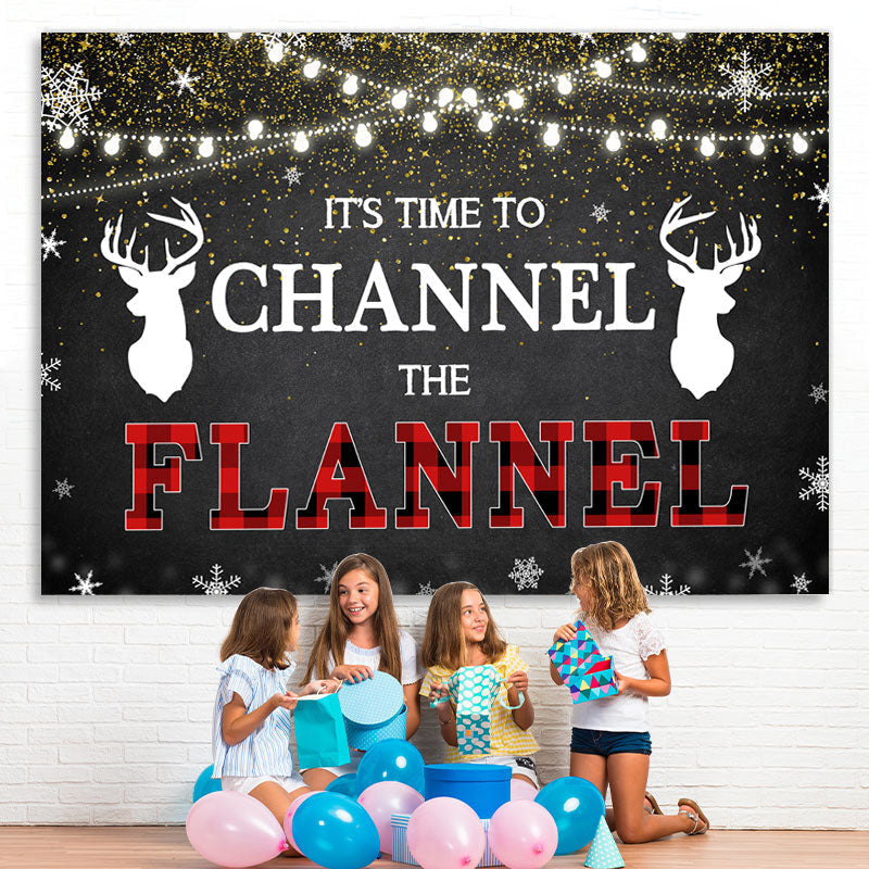 Lofaris Its Time to Channel The Flannel Winter Glitter Backdrop