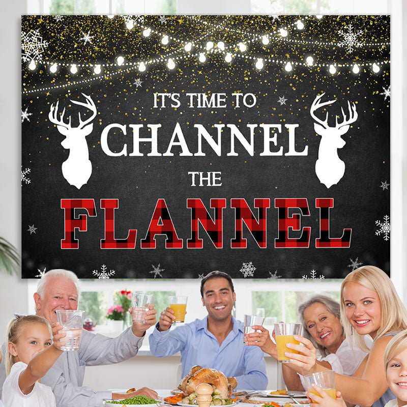 Lofaris Its Time to Channel The Flannel Winter Glitter Backdrop