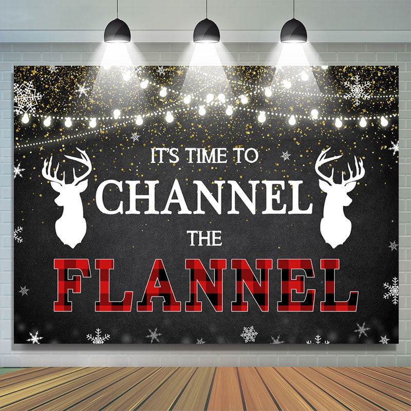 Lofaris Its Time to Channel The Flannel Winter Glitter Backdrop