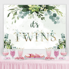 Lofaris Its Twins Green Leaves Backdrop for Baby Shower