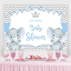 Lofaris It’S Twins Two Baby Blue Elephants Shower Backdrop