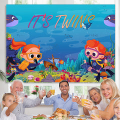 Lofaris Its Twins Undersea Expedition Baby Shower Backdrop