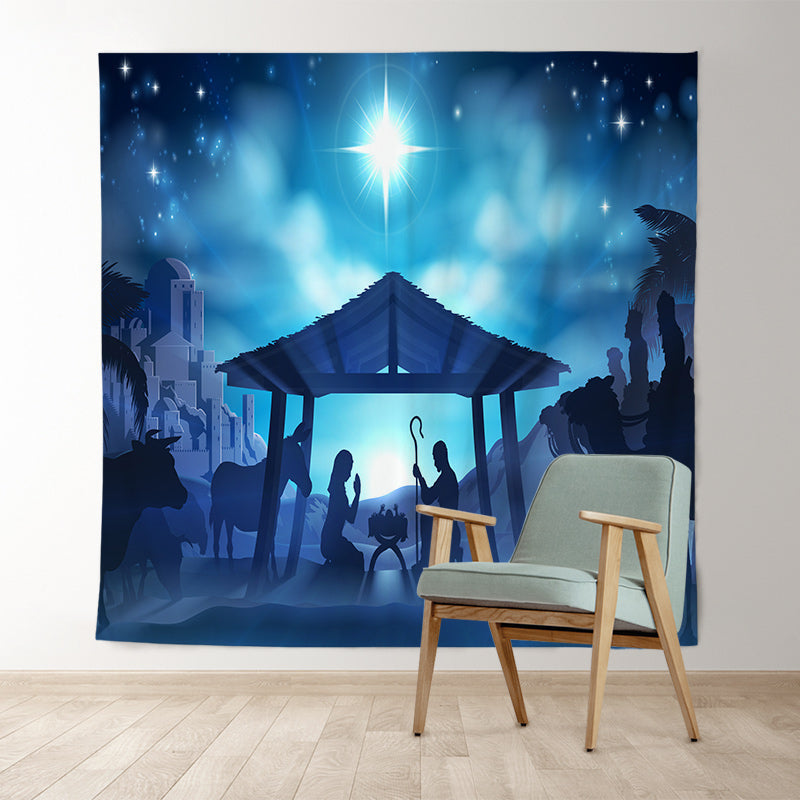 Lofaris Jesus Moon Night Bokeh Christmas Holiday Backdrop