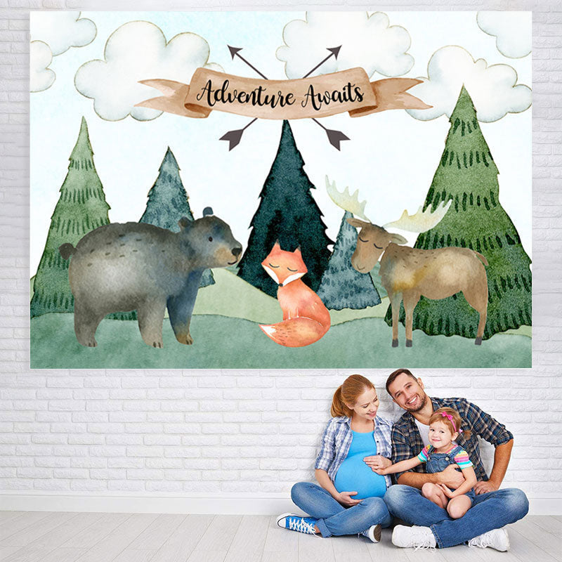 Lofaris Jungle Adventure Awaits Animals Baby Shower Backdrop
