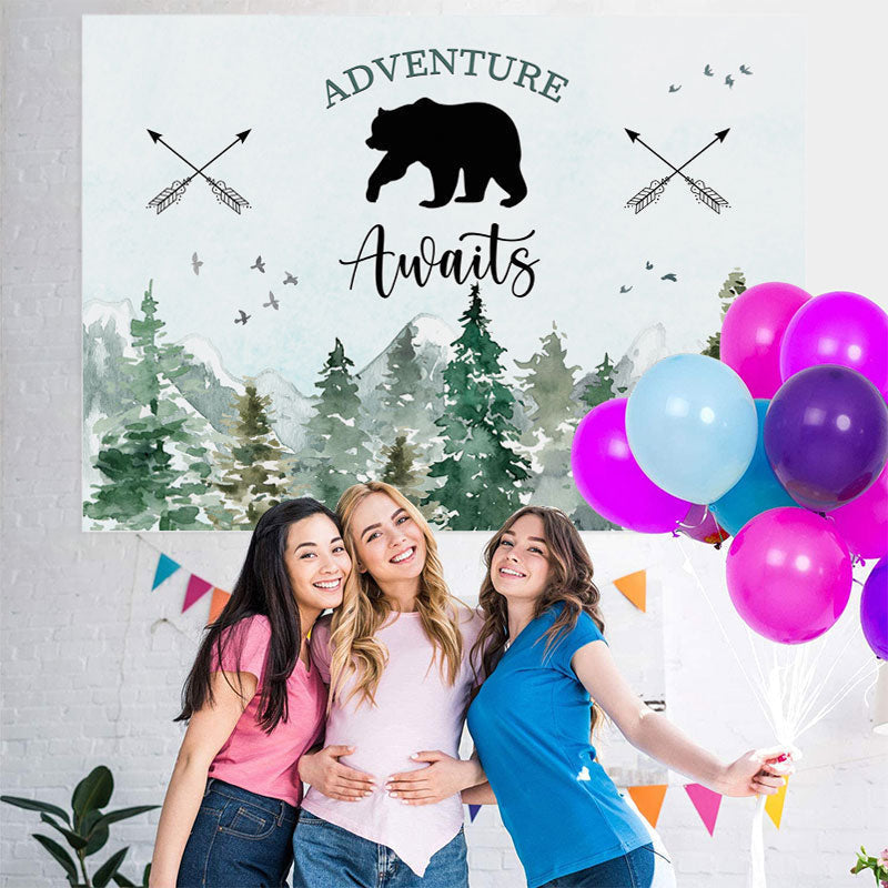 Lofaris Jungle Adventure Awaits With Bear Baby Shower Backdrop