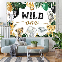 Lofaris Jungle Animals And Balloons Wild One Birthday Backdrop