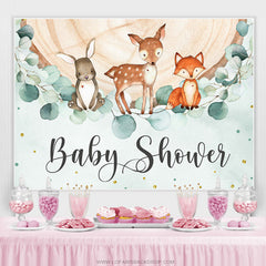 Lofaris Jungle Animals And Wooden Leaves Baby Shower Backdrop