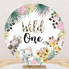 Lofaris Jungle Animals Wild One Circle Happy Birthday Backdrop