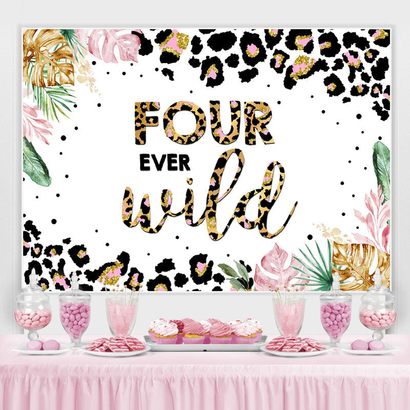Lofaris Jungle Leopard Four Ever Wild 4th Brithday Backdrop