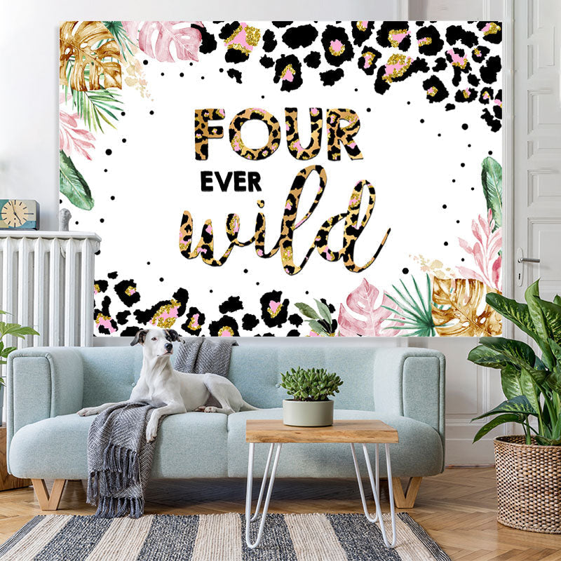 Lofaris Jungle Leopard Four Ever Wild 4th Brithday Backdrop
