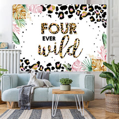 Lofaris Jungle Leopard Four Ever Wild 4th Brithday Backdrop