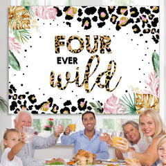 Lofaris Jungle Leopard Four Ever Wild 4th Brithday Backdrop
