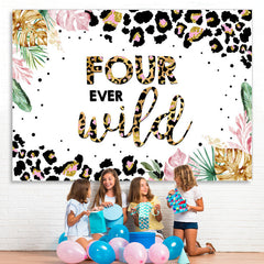 Lofaris Jungle Leopard Four Ever Wild 4th Brithday Backdrop