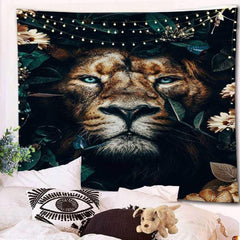Lofaris Jungle Lion Animal 3D Printed Still Life Wall Tapestry
