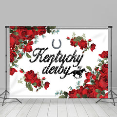 Lofaris Kentucky Derby Red Rose White Dance Party Backdrop
