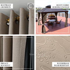 Lofaris Khaki Home Decor Waterproof Grommet Top Outdoor Curtains for Front Porch