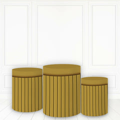 Lofaris Khaki Stripe Pillar Cover Printed Fabric Cake Table