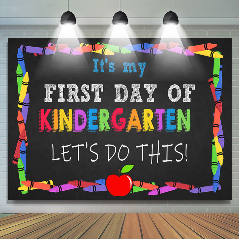 Lofaris Kindergarden Crayon Apple Black Back To School Backdrop