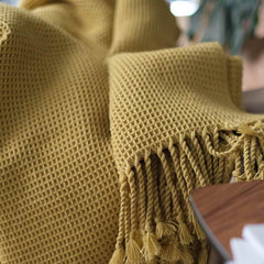 Lofaris Knitted Throw Blanket Grey Cozy Soft Bed with Tassels