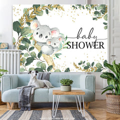 Lofaris Koala On The Tree Green Leaves Baby Shower Backdrop