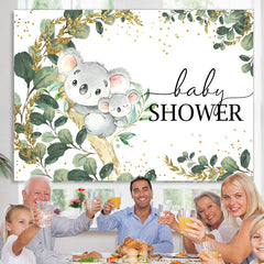 Lofaris Koala On The Tree Green Leaves Baby Shower Backdrop