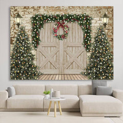Lofaris Large Merry Christmas Wood Barn Door XMAS Backdrop for Photos