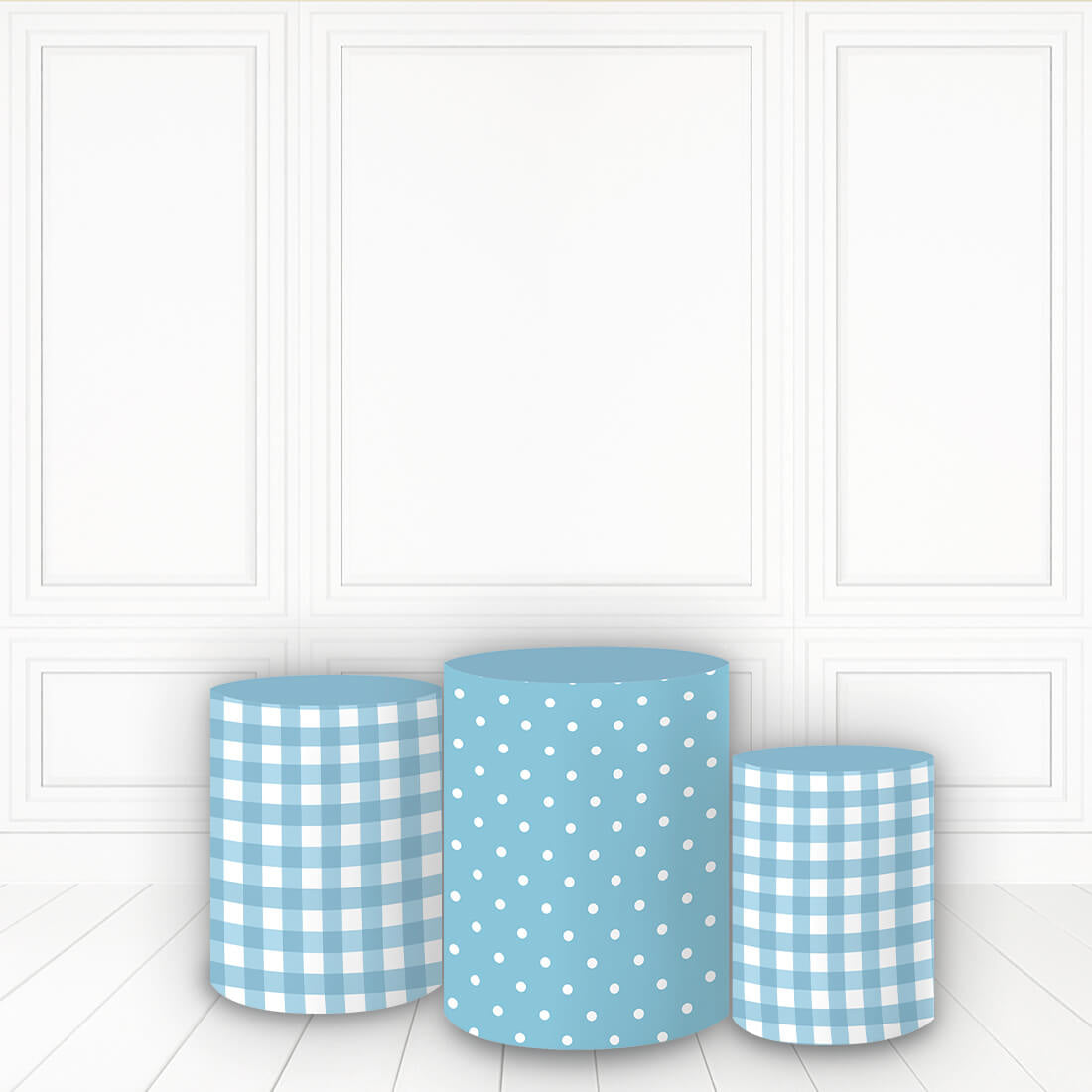 Lofaris Lattice And Spots Cylinder Cover Sky Blue White Pillar