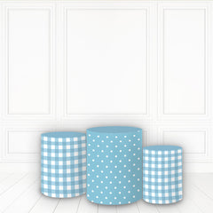 Lofaris Lattice And Spots Cylinder Cover Sky Blue White Pillar