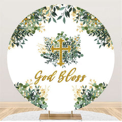 Lofaris Leaves And God Bless Happy Birthday Circle Backdrop