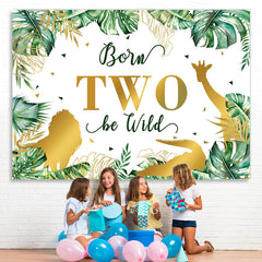 Lofaris Leaves And Gold Animals 2st Happy Birthday Backdrop