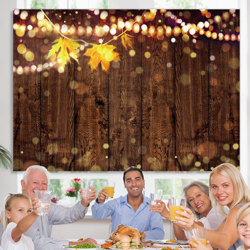 Lofaris Leaves Glitter Lights Wood Board Fall Festival Backdrop