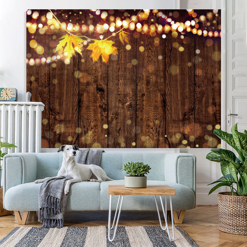Lofaris Leaves Glitter Lights Wood Board Fall Festival Backdrop