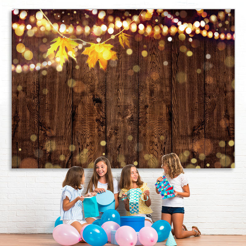 Lofaris Leaves Glitter Lights Wood Board Fall Festival Backdrop
