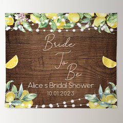 Lofaris Lemon And Green Leaf Brown Wood Bridal Shower Backdrop